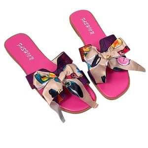 ❗️Last Chance❗️Pop Art Pink H-Strap Sandal Slide Flat New
